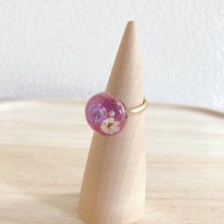 訳あり レジンリング ハンドメイド ドライフラワーのかすみ草を入れました(リング)