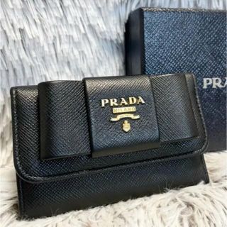 PRADA - プラダ リボン キーケース 黒の通販 by 's shop |プラダ