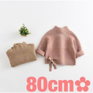 【新品未使用】80㎝　ピンク　リボン　トップス　韓国　かわいい　おしゃれ(ニット/セーター)