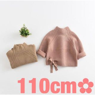 【新品未使用】110㎝　ピンク　リボン　トップス　韓国　かわいい　おしゃれ(ニット)