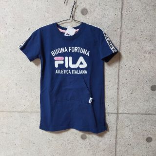 フィラ(FILA)の【100】新品未使用★FILA★フィラ★丈長め★半袖★Tシャツ★ネイビー(Tシャツ/カットソー)