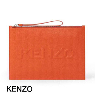 ケンゾー(KENZO)の【未使用☆新品】レザーポーチ KENZO Porch Bag Orange(セカンドバッグ/クラッチバッグ)