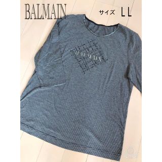 バルマン(BALMAIN)のBALMAIN ボーダーロゴTシャツ　サイズLL(Tシャツ/カットソー(半袖/袖なし))