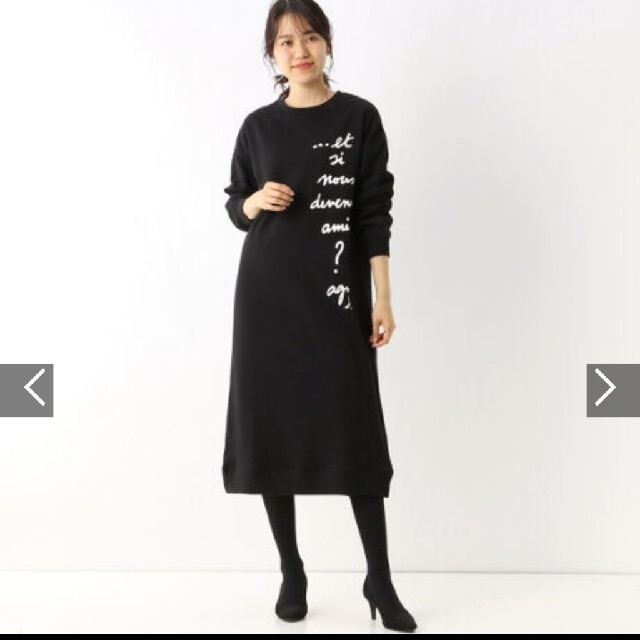 agnes b.(アニエスベー)のアニエスベー WQ08 ROBE メッセージワンピース 黒 38 レディースのワンピース(ロングワンピース/マキシワンピース)の商品写真