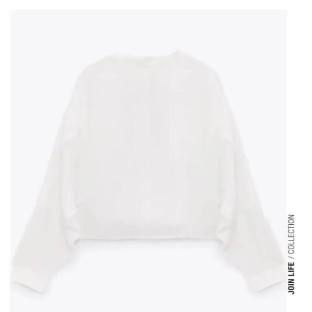 ZARA(ザラ)のZARA　フリルロマンティックブラウス　ホワイト　M　完売品 レディースのトップス(シャツ/ブラウス(長袖/七分))の商品写真