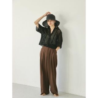 トゥデイフル(TODAYFUL)のTODAYFUL レースニットシャツ BLK(シャツ/ブラウス(半袖/袖なし))