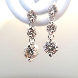 【チータ様専用】プラチナライトブラウンダイヤモンド 0.5ct トリロジーピアス(ピアス)