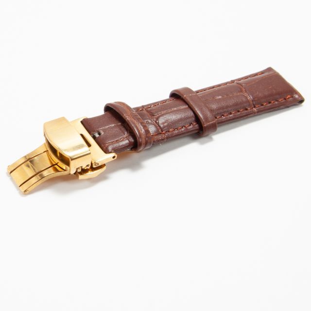 腕時計ベルト 牛皮製クロコ模様型押し 茶色 １８ｍｍ 未使用品 62％以上節約