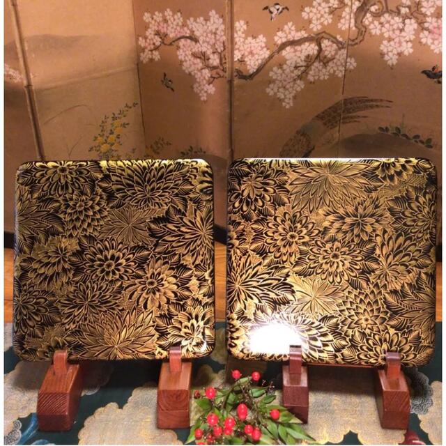 特別出品】木製輪島塗 布着本堅地 沈金 菊尽 7寸4段重箱 (共箱付)の