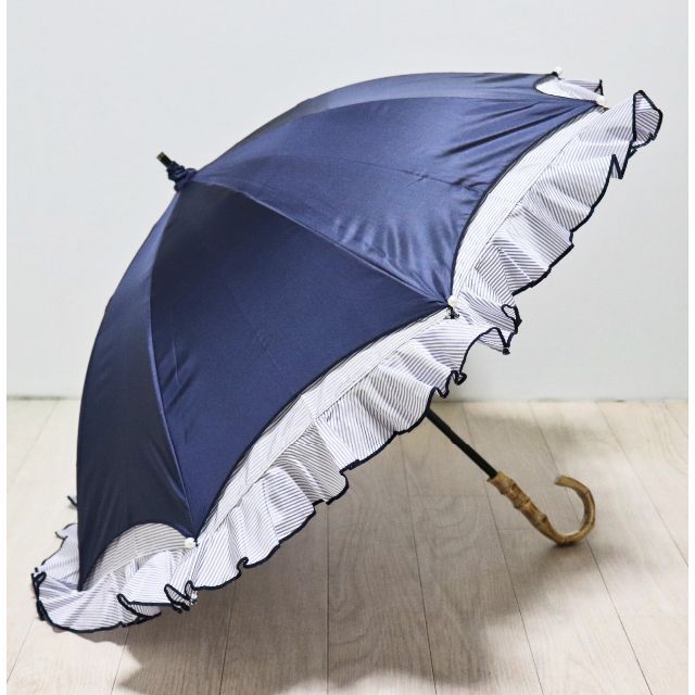 新品【TO BE CHIC】晴雨兼用 短長傘 2層張りフリルにパール竹バンブーファッション小物