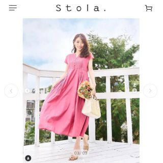 ストラ(Stola.)のstola.🌟ライン刺繍ワンピース🌟pink🌟38(ロングワンピース/マキシワンピース)