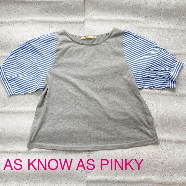 AS KNOW AS PINKY(アズノゥアズピンキー)のAS KNOW AS PINK   Tシャツ トップス　ストライプ レディースのトップス(シャツ/ブラウス(半袖/袖なし))の商品写真
