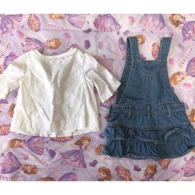 babyGAP(ベビーギャップ)のベビー服　シャツ　デニムジャンパースカート　サロペット キッズ/ベビー/マタニティのベビー服(~85cm)(ワンピース)の商品写真