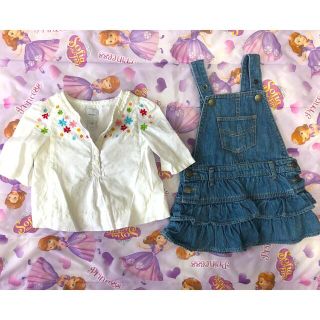 ベビーギャップ(babyGAP)のベビー服　シャツ　デニムジャンパースカート　サロペット(ワンピース)