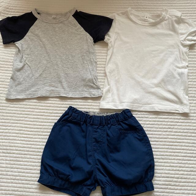 MUJI (無印良品)(ムジルシリョウヒン)の無印良品　Tシャツ2点セット90サイズ　ハーフパンツ　80サイズ キッズ/ベビー/マタニティのキッズ服男の子用(90cm~)(Tシャツ/カットソー)の商品写真