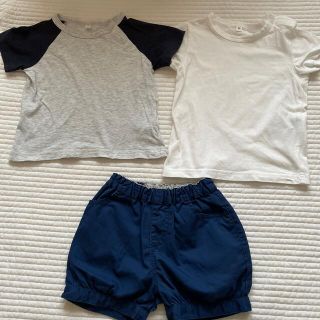 ムジルシリョウヒン(MUJI (無印良品))の無印良品　Tシャツ2点セット90サイズ　ハーフパンツ　80サイズ(Tシャツ/カットソー)