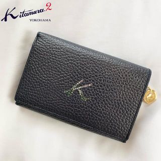 キタムラ(Kitamura)の【未使用】現行品 キタムラ キタムラk2 牛革 二つ折り財布 ラインストーン(財布)