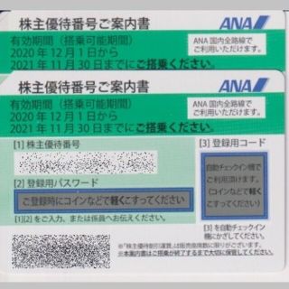 エーエヌエー(ゼンニッポンクウユ)(ANA(全日本空輸))のANA株主優待券 5月31日まで 2枚(その他)