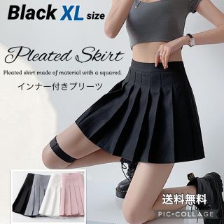 ▪️プリーツスカート ミニ【ブラック】XLsize インナー付 可愛い ミニスカ(ミニスカート)