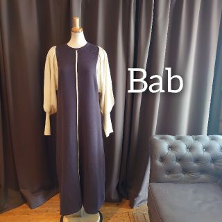 ブージュルード(Bou Jeloud)のMN115 新品 Bab ニットワンピース チャコール パフ袖 ロング 新作(ロングワンピース/マキシワンピース)