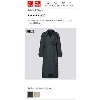 ユニクロ(UNIQLO)のユニクロユー トレンチコート ダークグレー(トレンチコート)