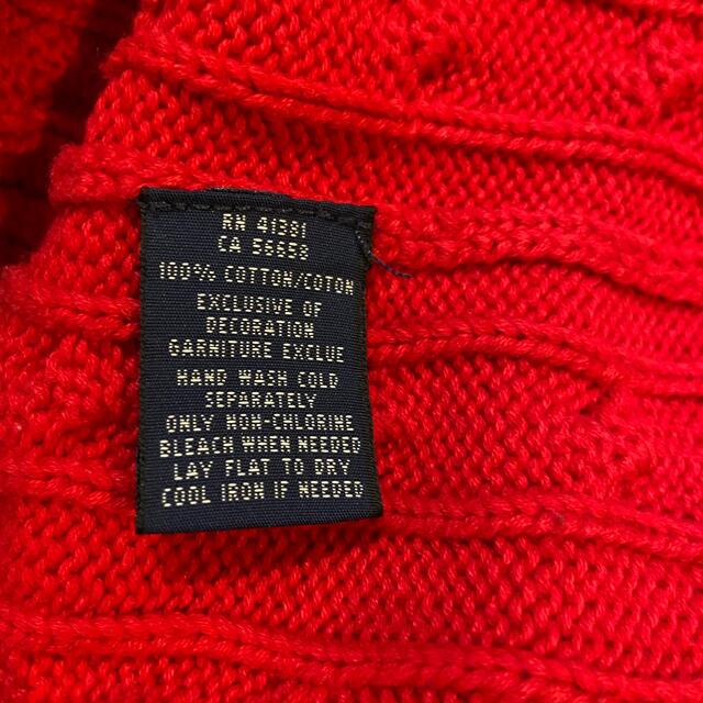Ralph Lauren(ラルフローレン)のラルフローレン　アメリカ古着ポニー刺繍　ケーブルニットセーター　レッドレディース レディースのトップス(ニット/セーター)の商品写真