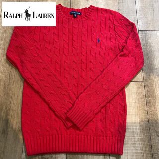 ラルフローレン(Ralph Lauren)のラルフローレン　アメリカ古着ポニー刺繍　ケーブルニットセーター　レッドレディース(ニット/セーター)