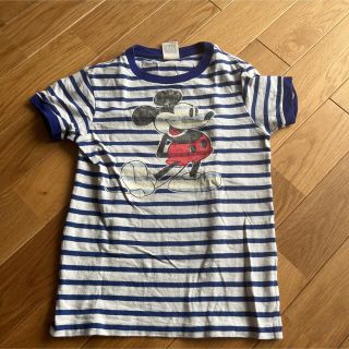 デニムダンガリー(DENIM DUNGAREE)のデニム&ダンガリー  ミッキー  コラボボーダーTシャツ140(Tシャツ/カットソー)