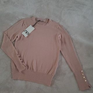 ザラ(ZARA)の新品タグ付き ZARA ザラ☆定番ベーシックニットセーター　ピンク　M(ニット/セーター)