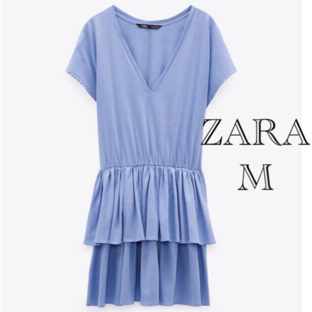 ZARA(ザラ)のZARA ザラフリルワンピース　M  トップス　Tシャツ　春用 レディースのワンピース(ひざ丈ワンピース)の商品写真