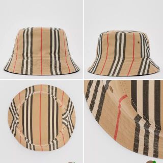 バーバリー(BURBERRY)の美品☆バーバリー☆ リバーシブル アイコンストライプ コットン バケットハット(ハット)