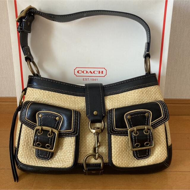 COACH(コーチ)の本物コーチ　ハワイ購入　超美品　カゴバック　ストローバック レディースのバッグ(かごバッグ/ストローバッグ)の商品写真