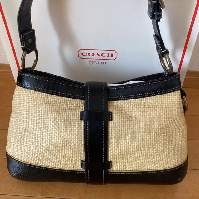 COACH(コーチ)の本物コーチ　ハワイ購入　超美品　カゴバック　ストローバック レディースのバッグ(かごバッグ/ストローバッグ)の商品写真