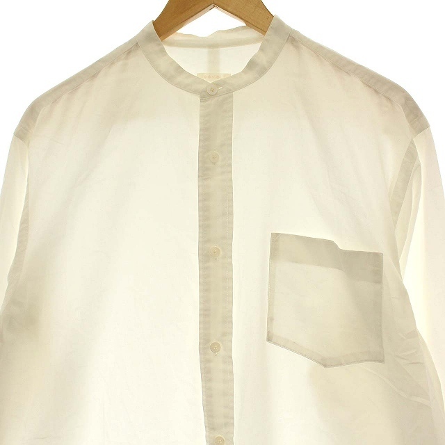 COMOLI(コモリ)のコモリ COMOLI バンドカラーシャツ 長袖 シャツ ロング 3 白 メンズのトップス(シャツ)の商品写真