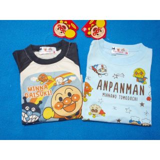 アンパンマン(アンパンマン)の新品　80cm　アンパンマン　男の子半袖Tシャツ2枚セット　ブラック・ブルー(Ｔシャツ)