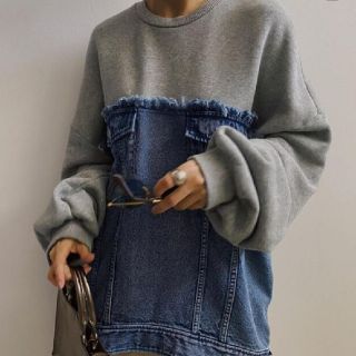 アメリヴィンテージ(Ameri VINTAGE)の専用▽ameri▽完売 デニムスウェットオーバートップ(トレーナー/スウェット)