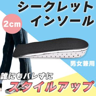 男女兼用 シークレット インソール 中敷き 2cm 身長アップ ヒールパッド(その他)