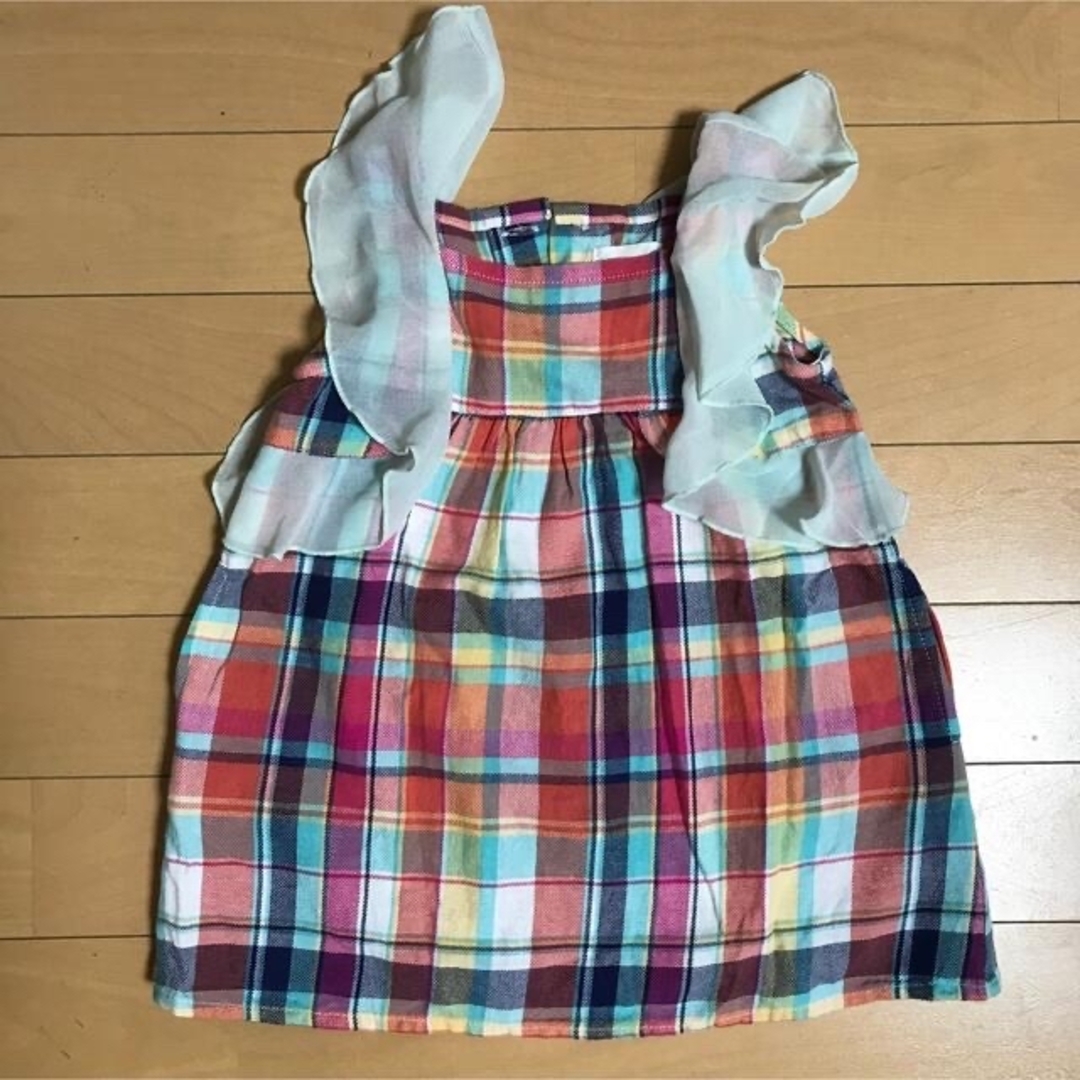 Combi mini(コンビミニ)のCombiminiコンビミニ フリルチェックワンピース 80cm キッズ/ベビー/マタニティのベビー服(~85cm)(ワンピース)の商品写真