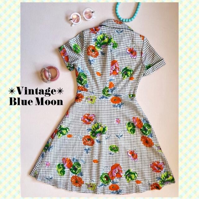 Grimoire(グリモワール)の★1970‘s  ✴︎Vintage♡Flower✴︎ワンピース★最終Sale💚 レディースのワンピース(ひざ丈ワンピース)の商品写真