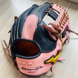 ミズノ(MIZUNO)のミズノプロ 軟式オーダーグラブ 「ピンク×ネイビー」坂本5D(グローブ)