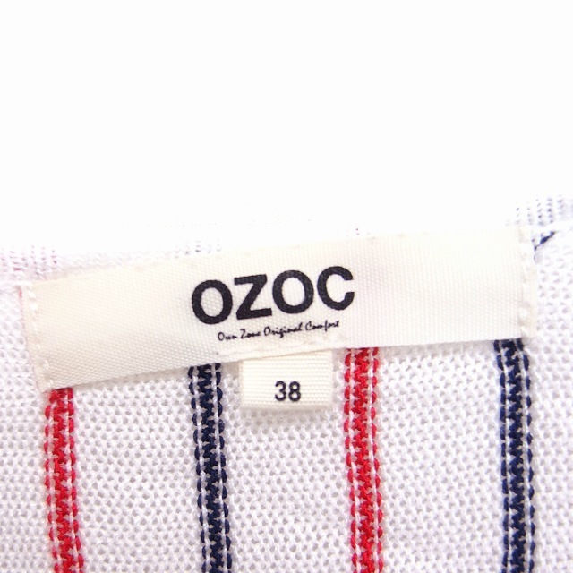 OZOC(オゾック)のオゾック OZOC ストライプ柄 ニット セーター Vネック 五分袖 38 レディースのトップス(ニット/セーター)の商品写真