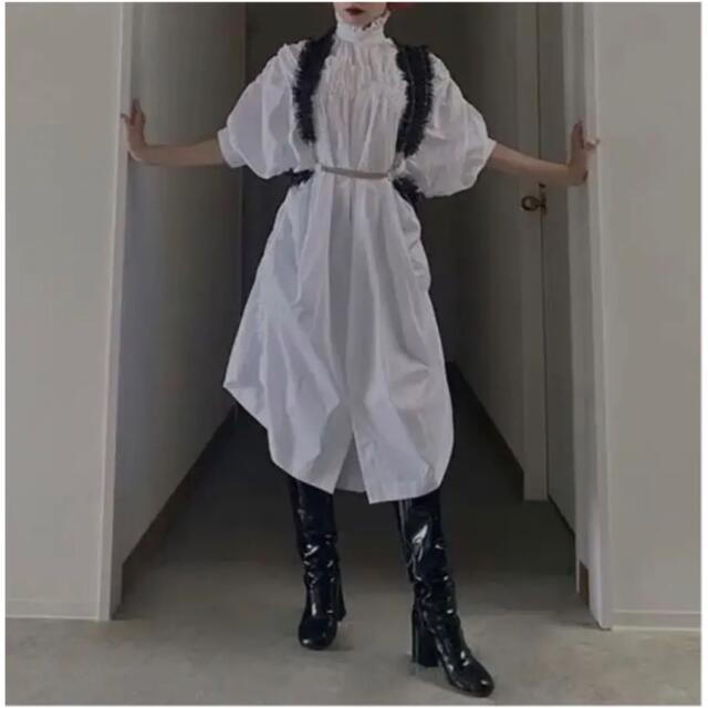 noir kei ninomiya ワンピース ギャザー 白 21ss | www.thestyledhouse