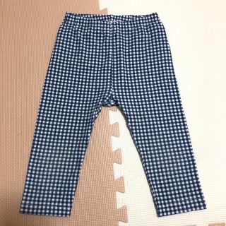 ユニクロ(UNIQLO)のユニクロ　レギンス　7分丈　ギンガムチェック　ブルー（サイズ110）(パンツ/スパッツ)