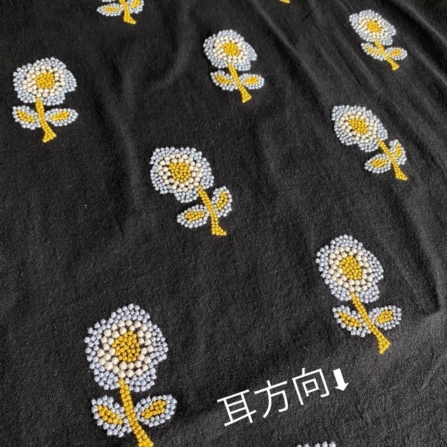 専用 SALE!綿麻刺繍生地 花刺繍1m