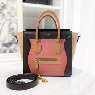 セリーヌ(celine)の美品☆　セリーヌ　ラゲージ　ナノ　トリコロール　2way　ハンドバッグ(ハンドバッグ)