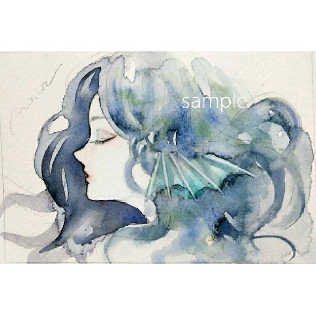 専用 絵画 手描きイラスト マーメイド オリジナル 水彩画 - 絵画