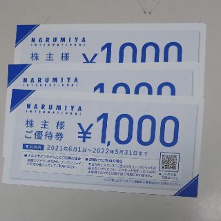 ナルミヤ インターナショナル(NARUMIYA INTERNATIONAL)のナルミヤ　株主優待　3000円分(ショッピング)