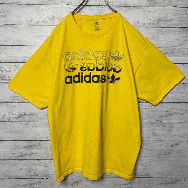 adidas(アディダス)の【希少カラー】90sアディダス☆イエロー３段ロゴビックサイズTシャツ メンズのトップス(Tシャツ/カットソー(半袖/袖なし))の商品写真