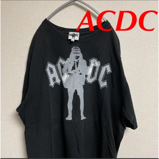 ACDC エーシーディーシー ロックバンド 両面プリント 半袖Tシャツ ブラック