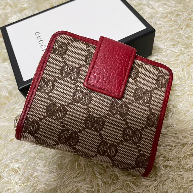 GUCCI グッチ 二つ折り財布 キャンバス レッド 赤 コンパクト